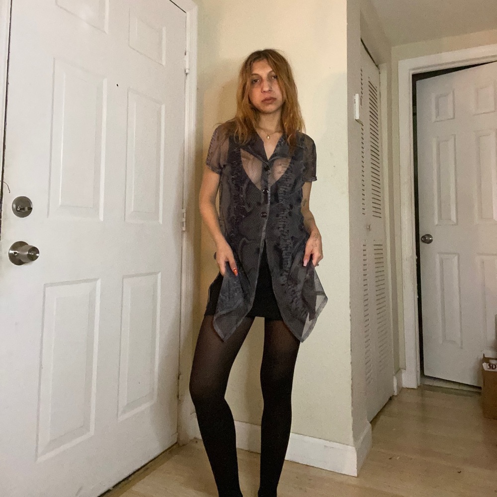 Vintage snake skin in grey and black small